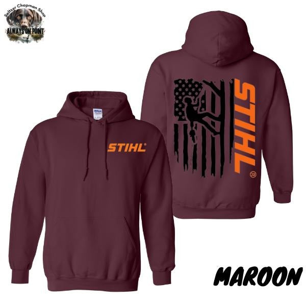 STIHL Arborist Hoodie - Funny Forester & Logger Design with Arborist Flag Graphic, Unisex Pullover for Tree Lovers and Outdoor Enthusiasts - Tops
