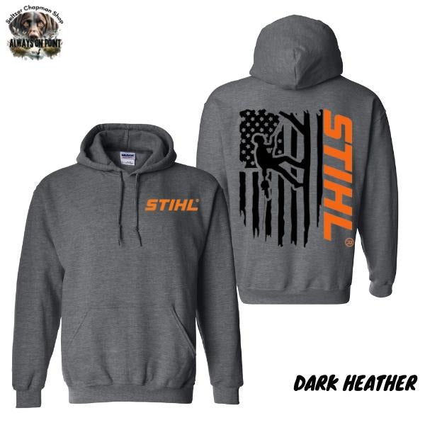 STIHL Arborist Hoodie - Funny Forester & Logger Design with Arborist Flag Graphic, Unisex Pullover for Tree Lovers and Outdoor Enthusiasts - Tops