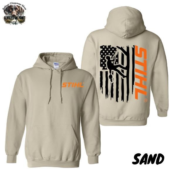 STIHL Arborist Hoodie - Funny Forester & Logger Design with Arborist Flag Graphic, Unisex Pullover for Tree Lovers and Outdoor Enthusiasts - Tops