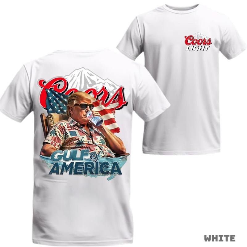 [Sale Up To 45%] Coors Light Trump T-Shirt, Gulf of America, Patriotic Beer Drinking Tee, Vintage USA Summer Style
