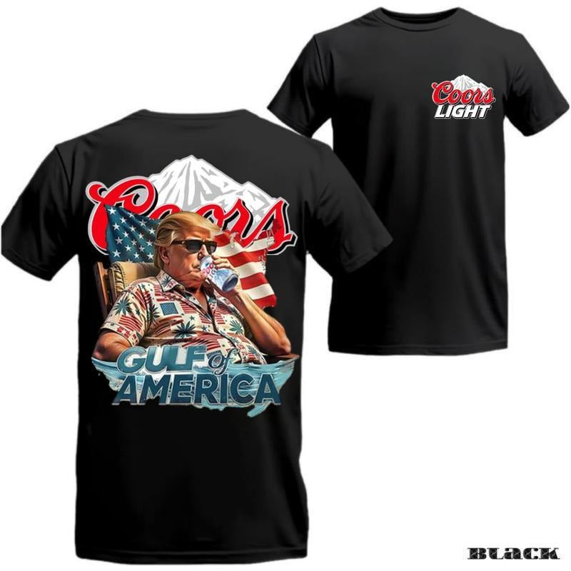 [Sale Up To 45%] Coors Light Trump T-Shirt, Gulf of America, Patriotic Beer Drinking Tee, Vintage USA Summer Style