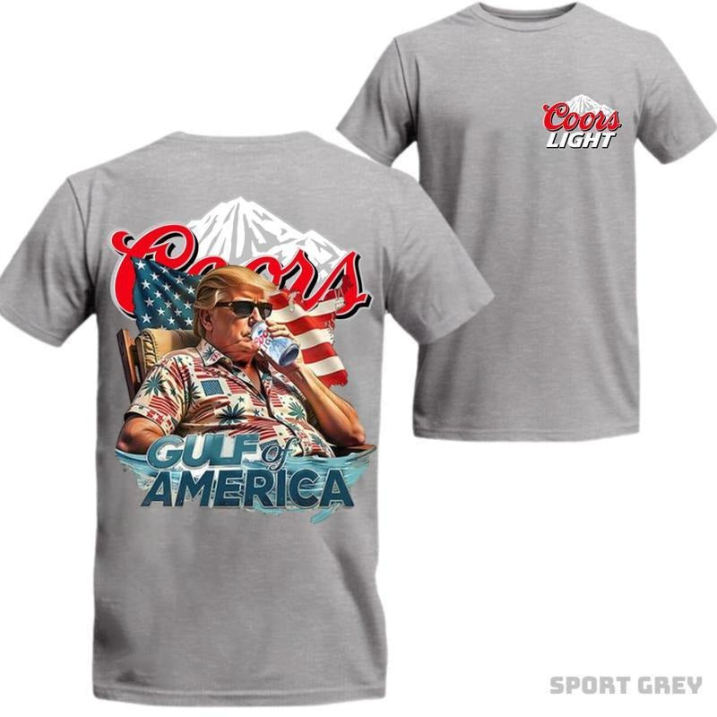 [Sale Up To 45%] Coors Light Trump T-Shirt, Gulf of America, Patriotic Beer Drinking Tee, Vintage USA Summer Style
