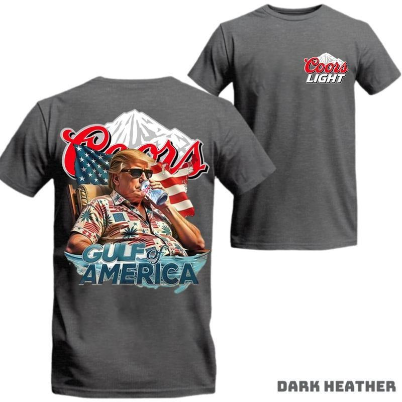 [Sale Up To 45%] Coors Light Trump T-Shirt, Gulf of America, Patriotic Beer Drinking Tee, Vintage USA Summer Style
