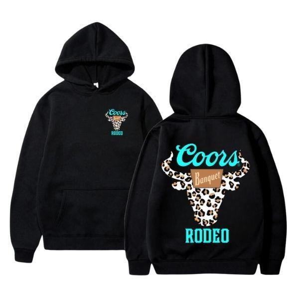 [Sale Up To 65%] Coors Rodeo Hoodie - Bold Leopard Print Bull Design, Unisex Hoodie T-Shirt Sweatshirt, Vintage Shirt, For Men, For Women