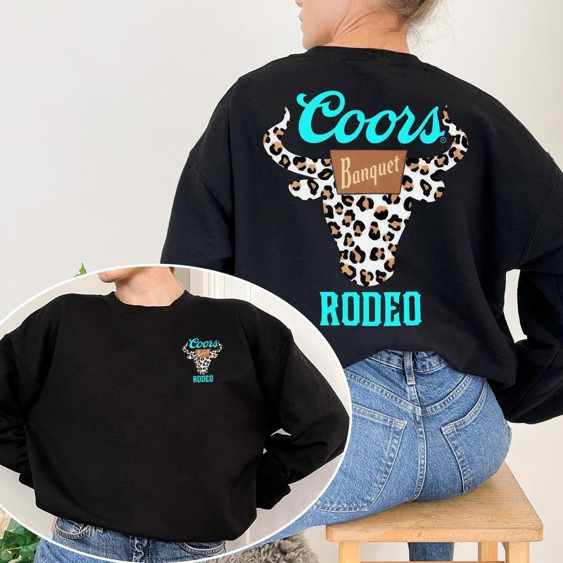 [Sale Up To 65%] Coors Rodeo Hoodie - Bold Leopard Print Bull Design, Unisex Hoodie T-Shirt Sweatshirt, Vintage Shirt, For Men, For Women