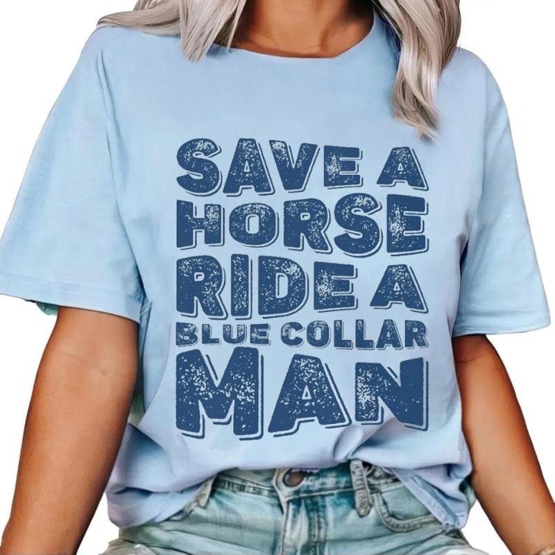 Save A Horse Ride A Blue Collar Man T-Shirt Unisex Classic Cotton style 001