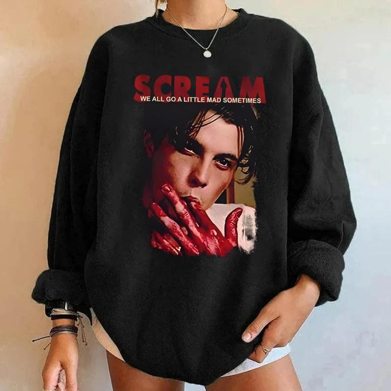 Scream We All Go A Little Mad Sometimes Billy Loomis Sweatshirt, Scream Movie Sweatshirt, Billy Loomis Shirt, Halloween Scream Shirt, Halloween Sweatshirt