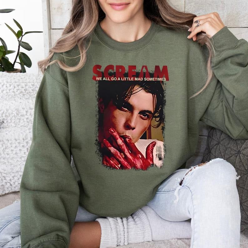 Scream We All Go A Little Mad Sometimes Billy Loomis Sweatshirt, Scream Movie Sweatshirt, Billy Loomis Shirt, Halloween Scream Shirt, Halloween Sweatshirt