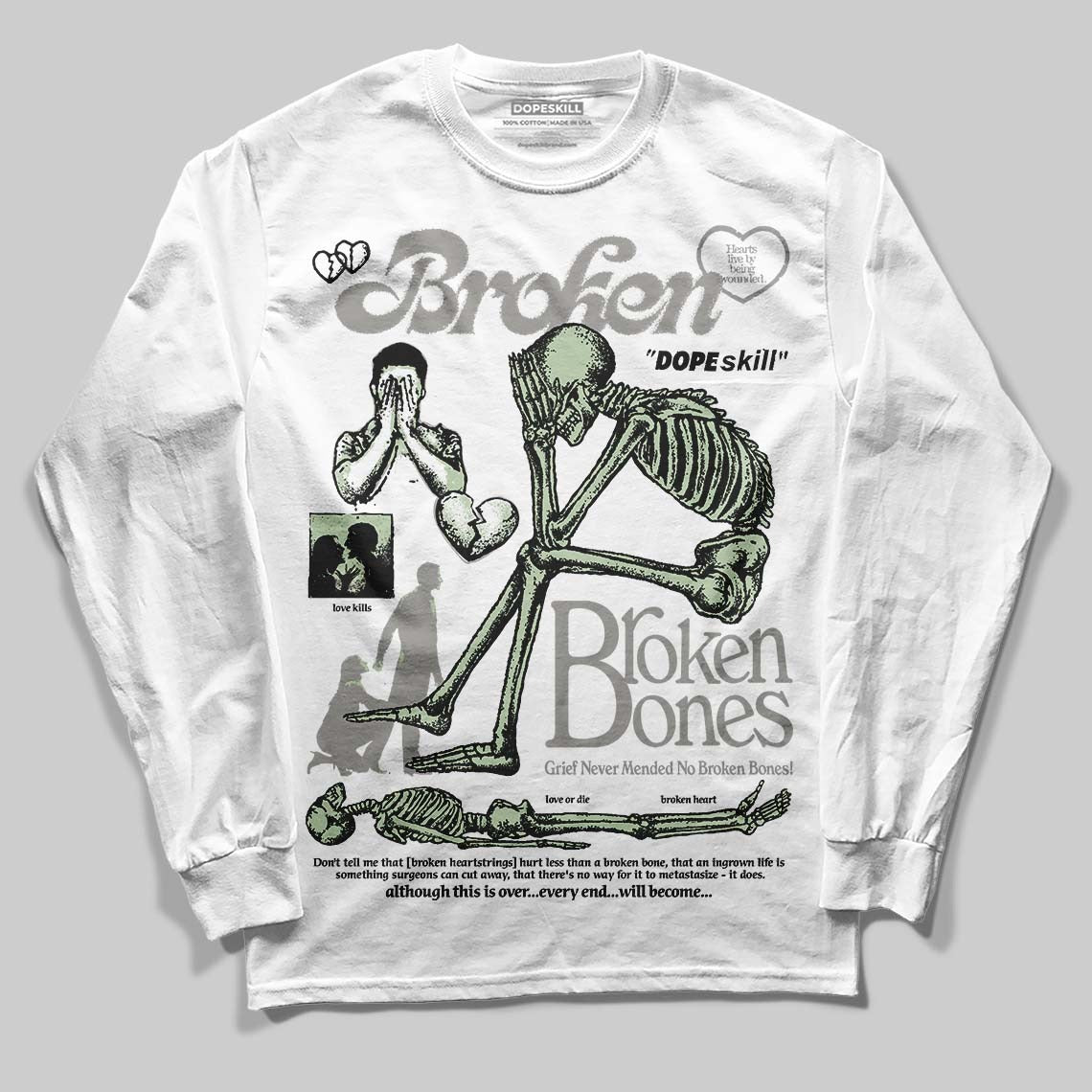Seafoam 4s 2025 DopeSkill Long Sleeve T-Shirt Broken Bones Graphic