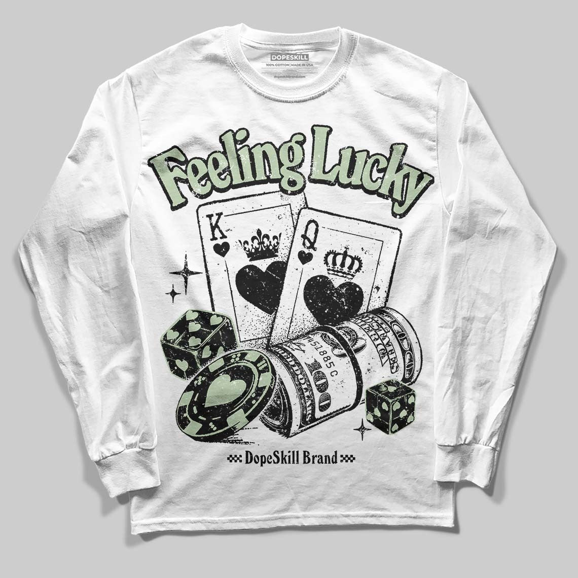 Seafoam 4s 2025 DopeSkill Long Sleeve T-Shirt Feeling Lucky Graphic