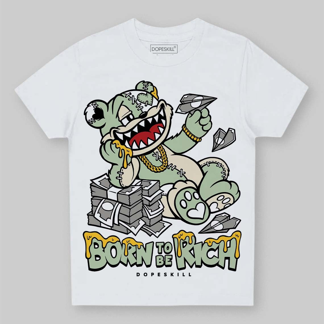 Seafoam 4s 2025 DopeSkill Toddler Kids T-shirt Born To Be Rich Graphic