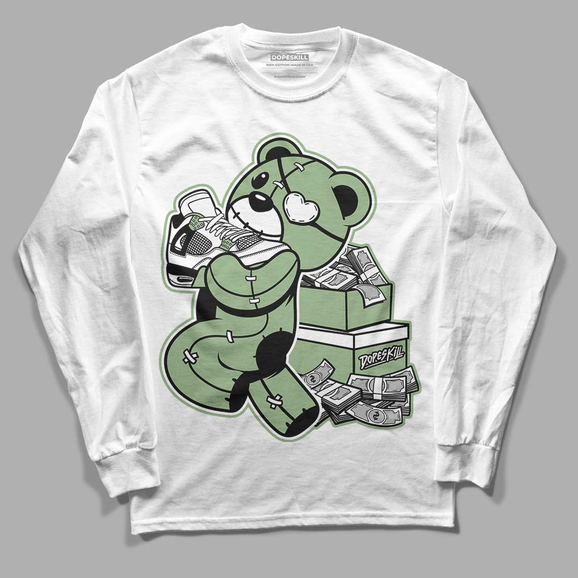 Seafoam 4s DopeSkill Long Sleeve T-Shirt Bear Steals Sneaker Graphic