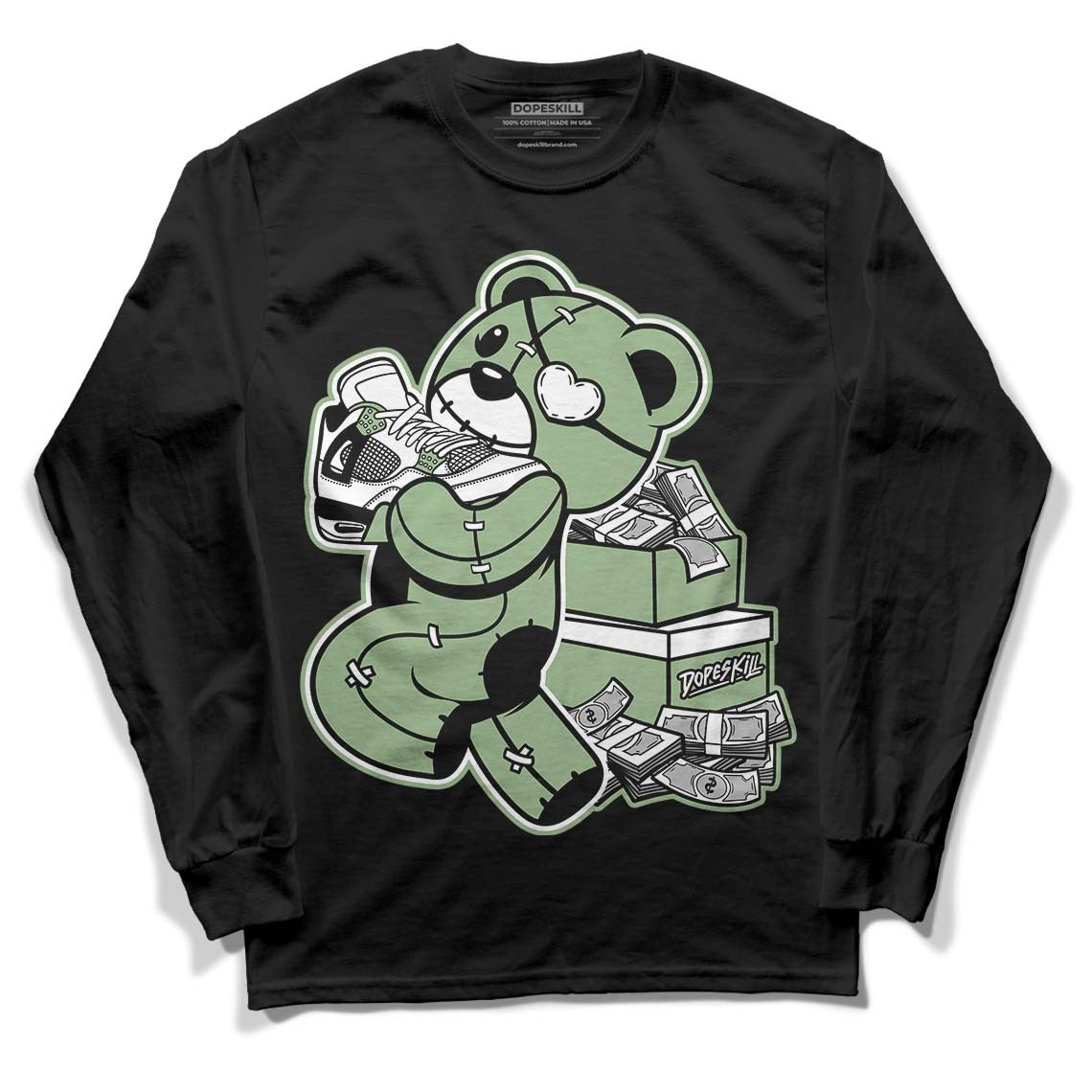 Seafoam 4s DopeSkill Long Sleeve T-Shirt Bear Steals Sneaker Graphic