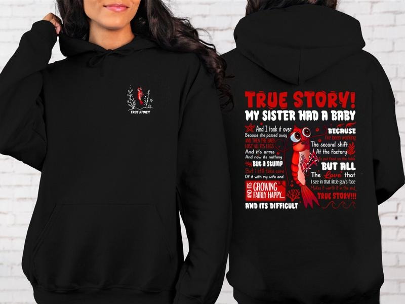 Shark Tale True Story Hoodie, Funny Shrimp Graphic, Casual Daily Wear for Men and Women, Humorous Cotton Hoodie T-Shirts,...