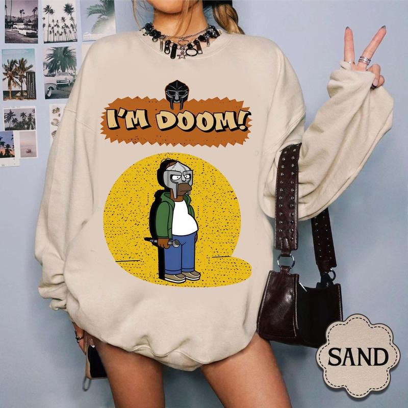 MF DOOM Simpson Mask Graphic Sweatshirt/Hoodie/Shirt, Urban Streetwear with Iconic Hip Hop Style Design, Perfect Sweatshirt for DOOM Fans, Hoodies for Chil Guy Fans