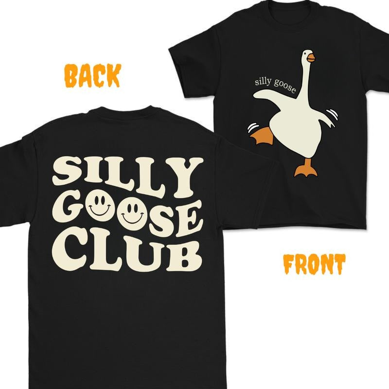 Sill Goose Club Tshirt- Double Side - Vintage Tee - For Her - For Him - Duck Shirt , GIFT for Men - Gift For  Classic Cotton tshirt for women Menswear