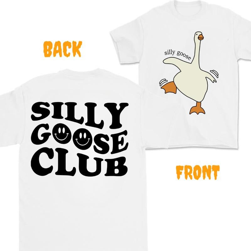 Sill Goose Club Tshirt- Double Side - Vintage Tee - For Her - For Him - Duck Shirt , GIFT for Men - Gift For  Classic Cotton tshirt for women Menswear