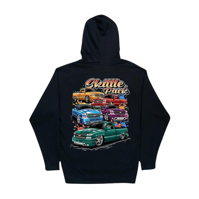 Skittle Pack Car Lover Hoodie, Automotive Graphic Hoodie, Car Enthusiast Apparel, Unisex Cotton Casual Top for Men Menswear Tops Classic
