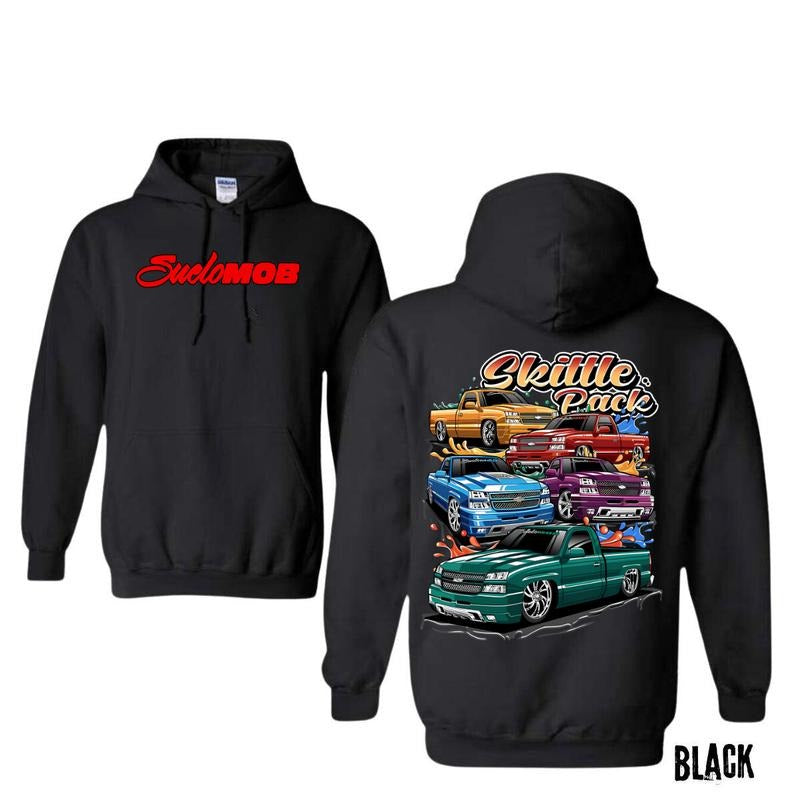 Skittle Pack Car Lover T-Shirt - Crewneck Sweatshirt - Hoodie, Automotive Graphic Hoodie, Car Enthusiast Apparel, Unisex Cotton Casual Top for Men Menswear Tops Classic