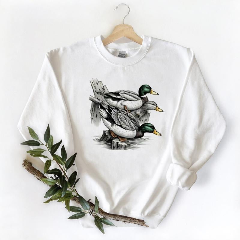 Small Mallard Ducks Coming Over Big Timbers Onto Water Unisex Tshirt Sweatshirt Hoodie, for duck hunters, husbands and Mallard duck lovers