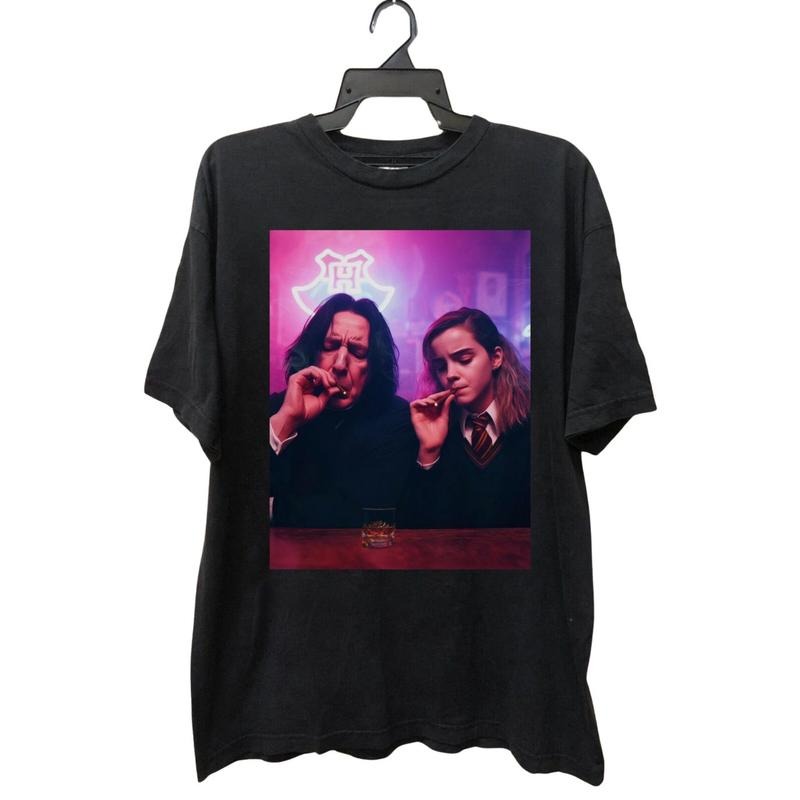 Snape and Hermione Smoking Unisex Tee, Fan Shirt Funny Tee, Man Casual Shortsleeve Crewneck Tshirt Tops