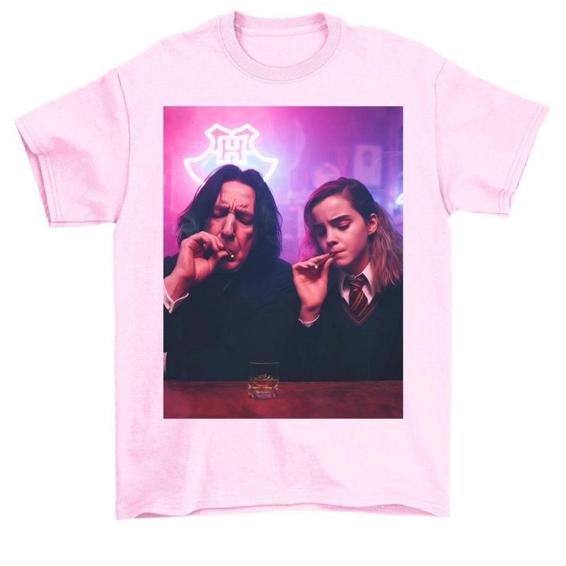 Snape and Hermione Smoking Unisex Tee, Fan Shirt Funny Tee, Man Casual Shortsleeve Crewneck Tshirt Tops