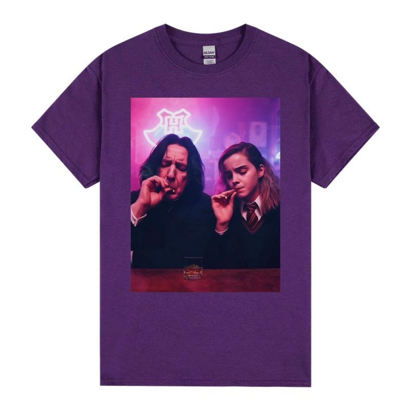 Snape and Hermione Smoking Unisex Tee, Fan Shirt Funny Tee, Man Casual Shortsleeve Crewneck Tshirt Tops