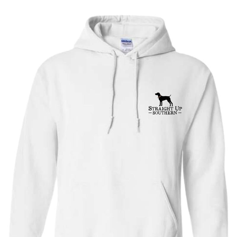 Southern Blues T-Shirt, Hoodie Hunting Dog Graphic With Duck, Menswear Fabric Menswear Fleece Kangaroo Fleece Kangaroo