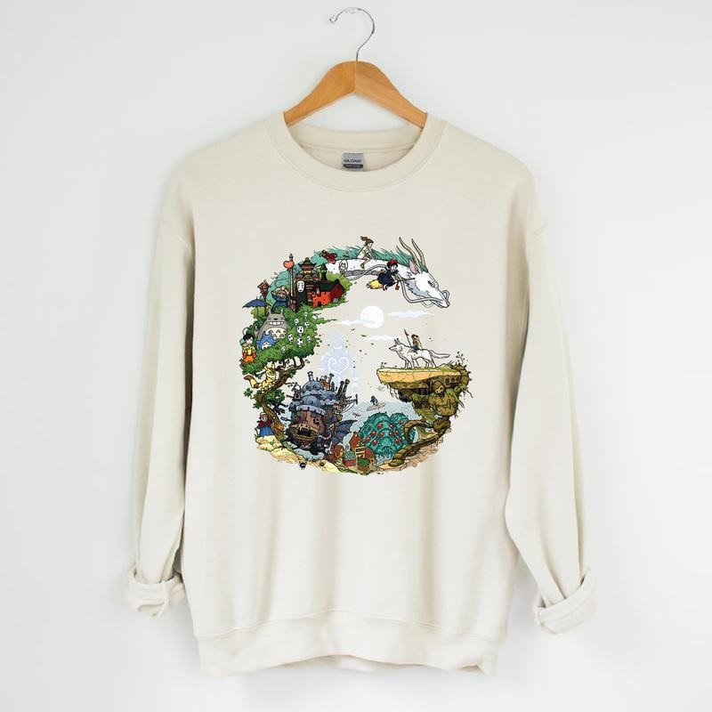 Spirited Away Studio Ghibli Sweatshirt, Howl's Moving Castle Sweatshirt, Anime Sweatshirt, Ghibli No Face Sweatshirt, Calcifer Sweatshirt