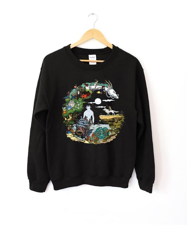 Spirited Away Studio Ghibli Sweatshirt, Howl's Moving Castle Sweatshirt, Anime Sweatshirt, Ghibli No Face Sweatshirt, Calcifer Sweatshirt