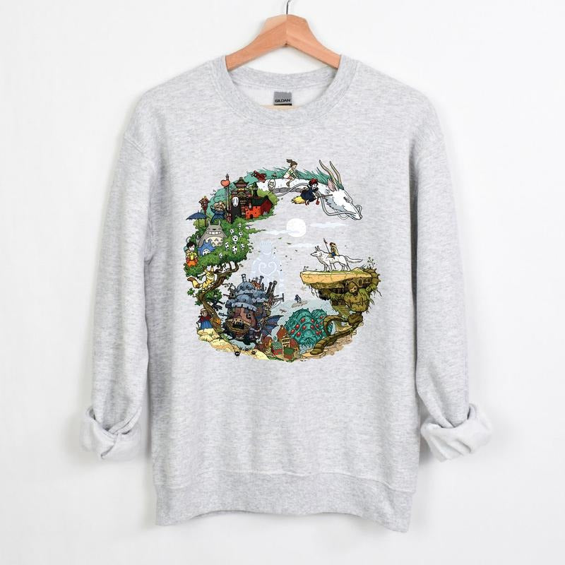Spirited Away Studio Ghibli Sweatshirt, Howl's Moving Castle Sweatshirt, Anime Sweatshirt, Ghibli No Face Sweatshirt, Calcifer Sweatshirt