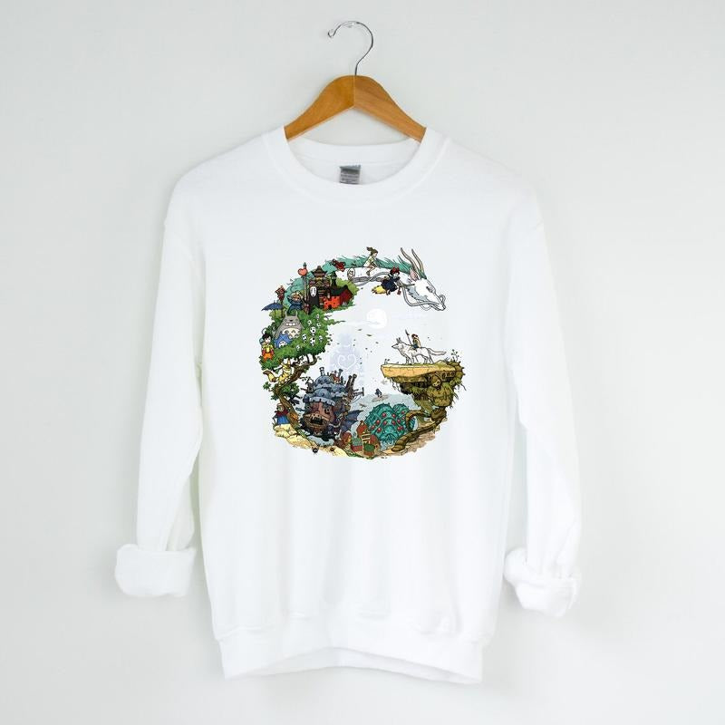 Spirited Away Studio Ghibli Sweatshirt, Howl's Moving Castle Sweatshirt, Anime Sweatshirt, Ghibli No Face Sweatshirt, Calcifer Sweatshirt