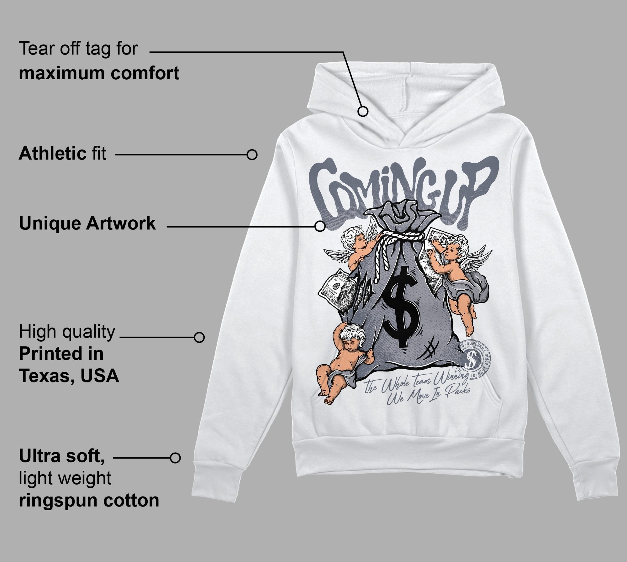 Stealth 14s DopeSkill Hoodie Sweatshirt Money Bag Coming Up Graphic