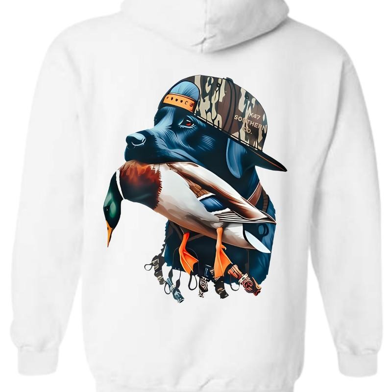 Straight Up Southern Hoodie - Bold Black Hunting Dog with Duck Graphic, Perfect for Outdoorsmen and Waterfowl Hunters, Unisex Hoodie For Women, For Men