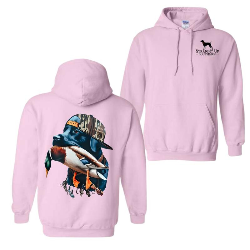 Straight Up Southern Hoodie - Bold Black Hunting Dog with Duck Graphic, Perfect for Outdoorsmen and Waterfowl Hunters, Unisex Hoodie For Women, For Men