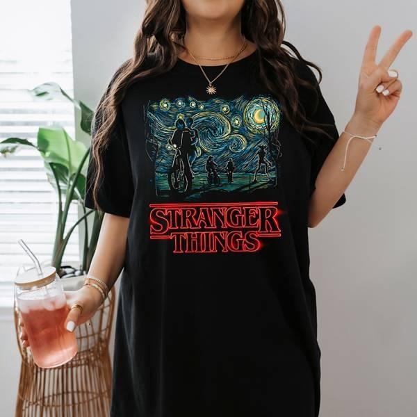 Stranger Night Mashup The Starry Night Stranger Things Shirts Stranger Things Movie Shirt Billy Hargrove Dustin Henderson Shirt