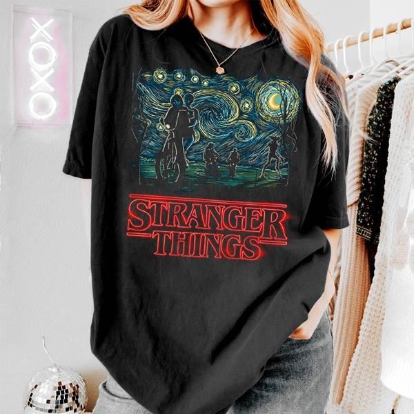 Stranger Night Mashup The Starry Night Stranger Things Shirts Stranger Things Movie Shirt Billy Hargrove Dustin Henderson Shirt