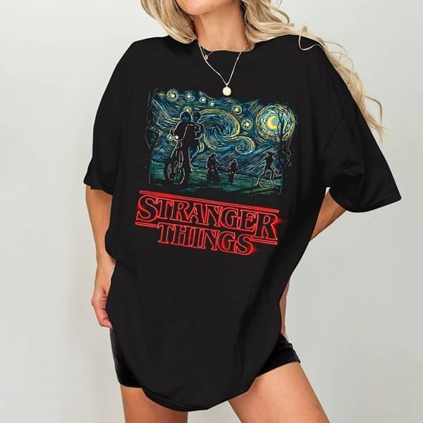 Stranger Night Mashup The Starry Night Stranger Things Shirts Stranger Things Movie Shirt Billy Hargrove Dustin Henderson Shirt