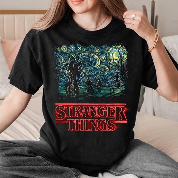 Stranger Night Mashup The Starry Night Stranger Things Shirts Stranger Things Movie Shirt Billy Hargrove Dustin Henderson Shirt