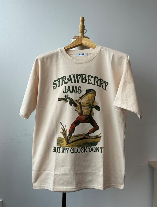 Strawberry Jams But My Glock Don't Shirt, Western Frog Graphic Tee, Gun Tee, Strawberry Jam Sweatshirt, Western Sweatshirt, Vintage Pullover