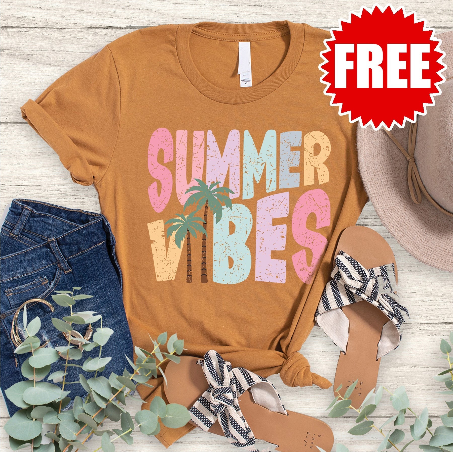 Summer Vibes Tee - Heather Toast - 0 Style002