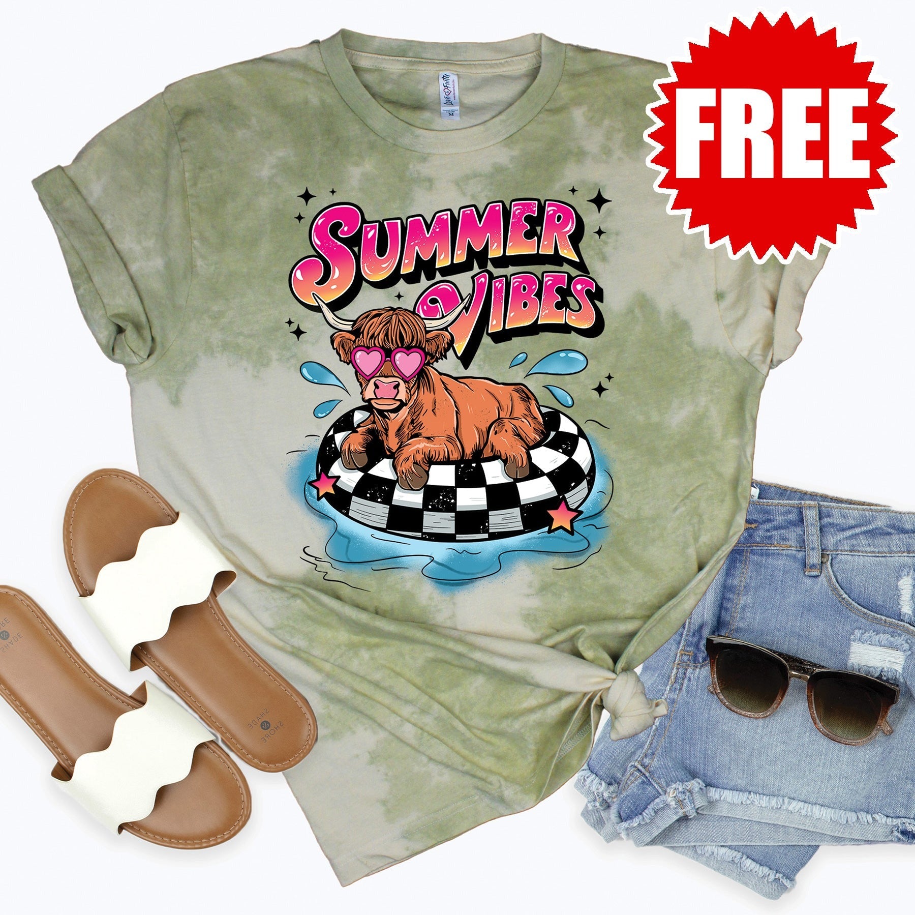 Summer Vibes Tee - Tie Dye Basil Haze - 0