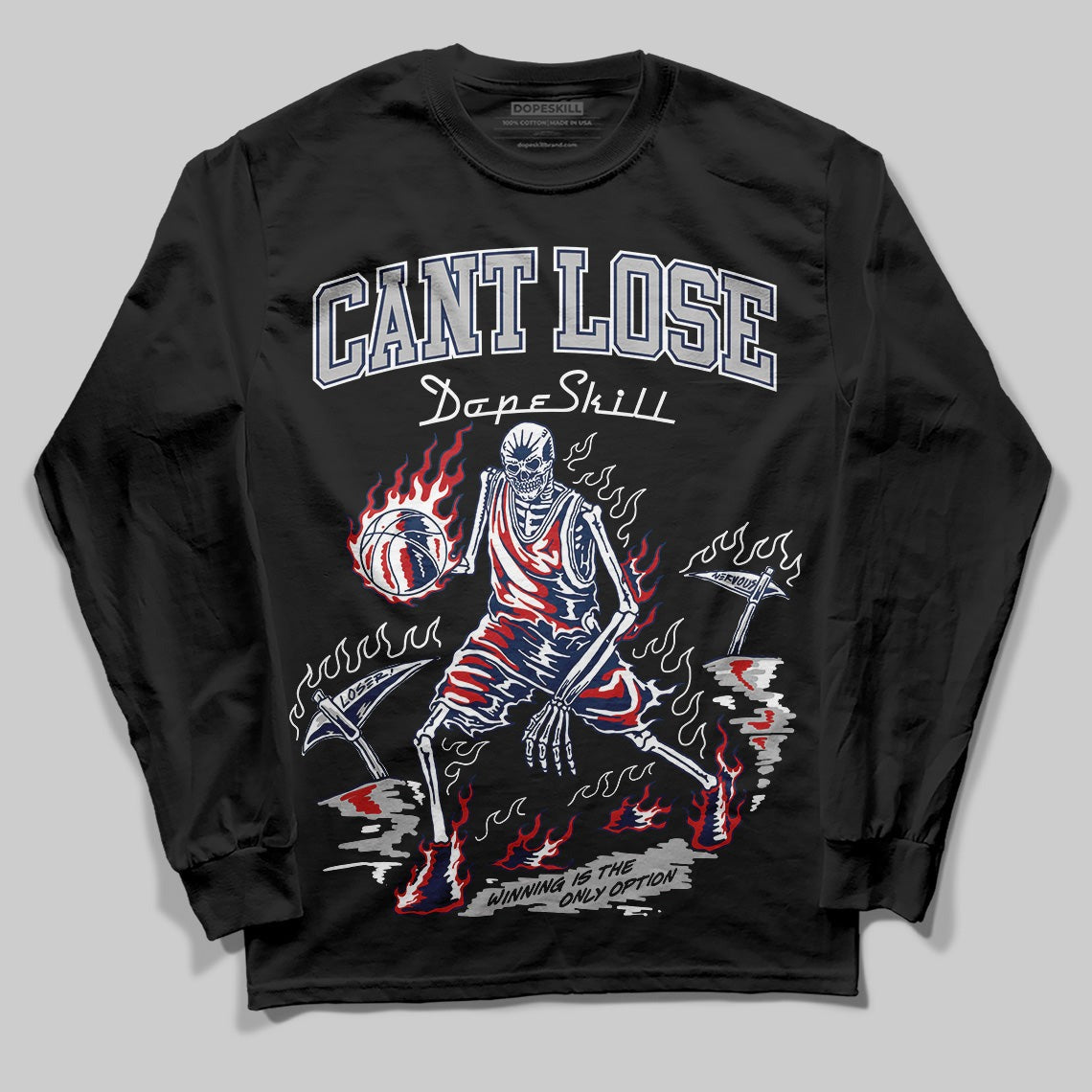 Summit White Navy 4s DopeSkill Long Sleeve T-Shirt Cant Lose Graphic