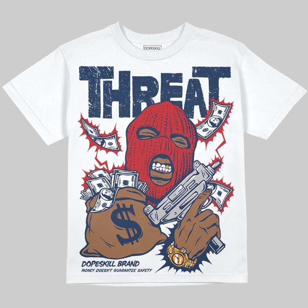 Summit White Navy 4s DopeSkill Oversize Print T-Shirt Under Threat Graphic