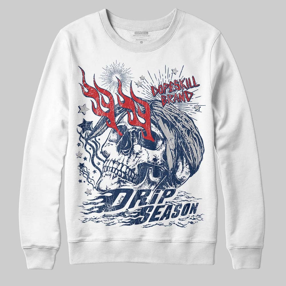 Summit White Navy 4s DopeSkill Sweatshirt Drip Season Graphic