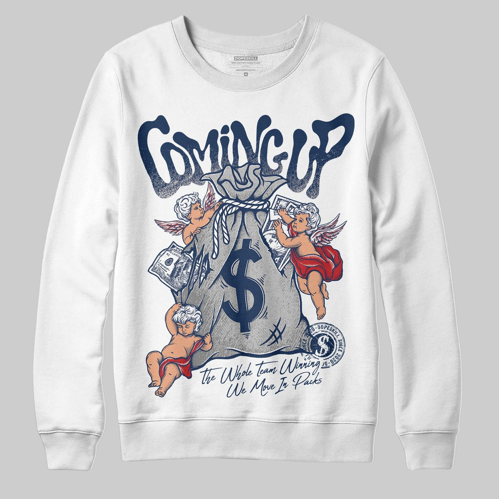 Summit White Navy 4s DopeSkill Sweatshirt Money Bag Coming Up Graphic