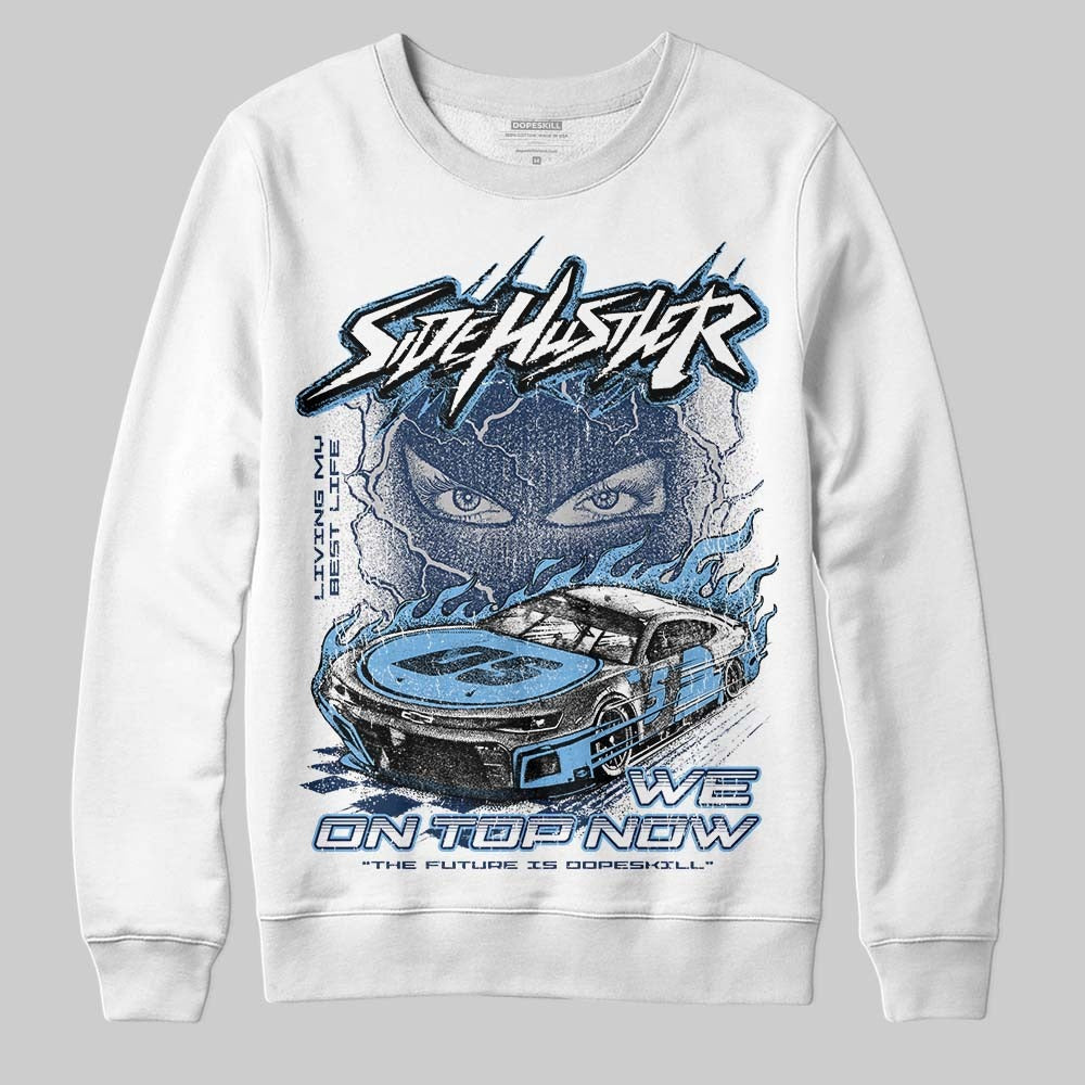 Summit White Navy 4s DopeSkill Sweatshirt New Side Hustler Graphic