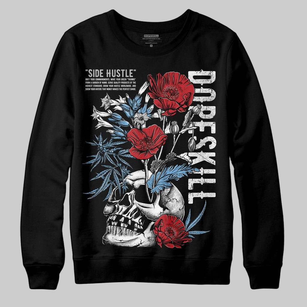 Summit White Navy 4s DopeSkill Sweatshirt Side Hustle Graphic