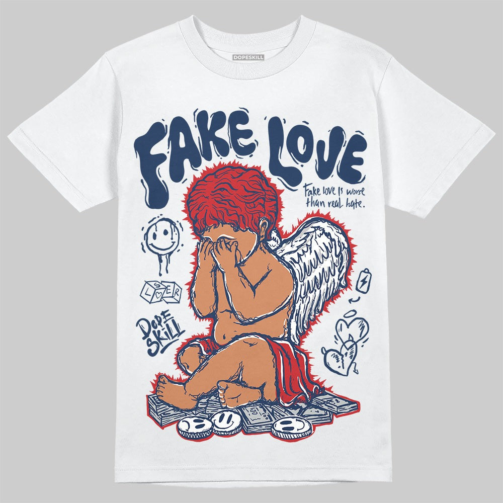 Summit White Navy 4s DopeSkill T-Shirt False Love Graphic