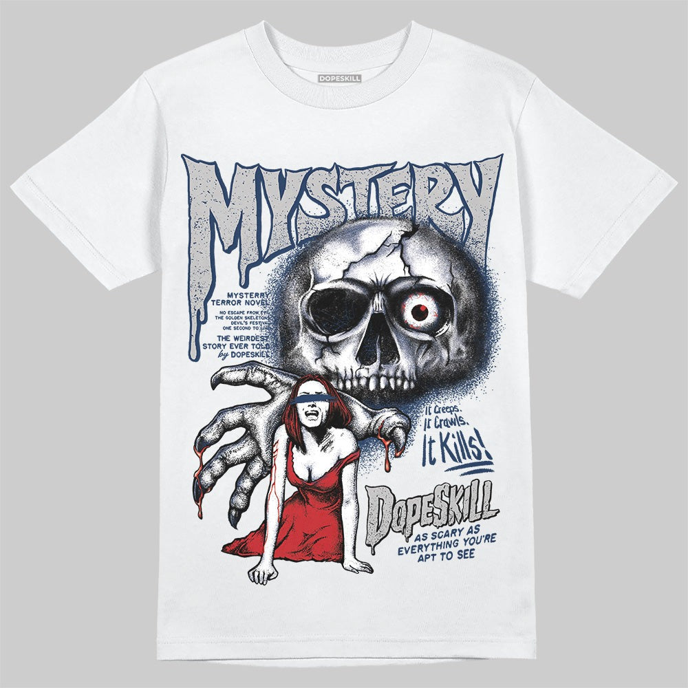 Summit White Navy 4s DopeSkill T-Shirt Mystery Ghostly Grasp Graphic